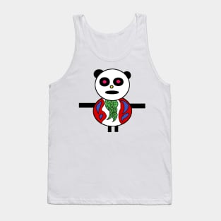 pixel art panda bear with leaf tie Tank Top